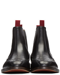 schwarze Brogue Stiefel aus Leder von H By Hudson