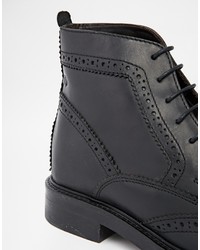 schwarze Brogue Stiefel aus Leder von Base London