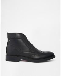 schwarze Brogue Stiefel aus Leder von Base London