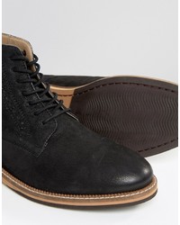 schwarze Brogue Stiefel aus Leder von Frank Wright