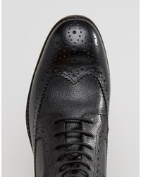 schwarze Brogue Stiefel aus Leder von Asos