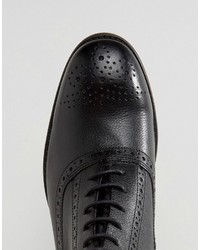 schwarze Brogue Stiefel aus Leder von Asos