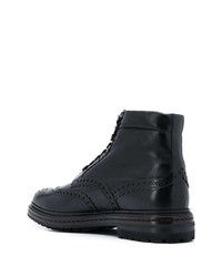 schwarze Brogue Stiefel aus Leder von Santoni