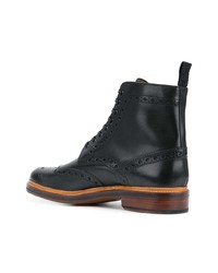 schwarze Brogue Stiefel aus Leder von Grenson