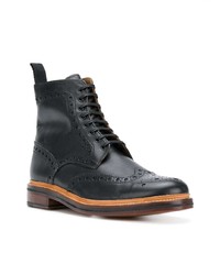 schwarze Brogue Stiefel aus Leder von Grenson