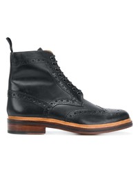 schwarze Brogue Stiefel aus Leder von Grenson