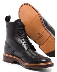 schwarze Brogue Stiefel aus Leder von Grenson