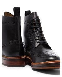 schwarze Brogue Stiefel aus Leder von Grenson