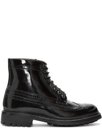 schwarze Brogue Stiefel aus Leder von Grenson
