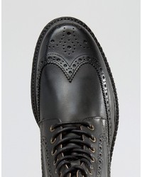 schwarze Brogue Stiefel aus Leder von Selected