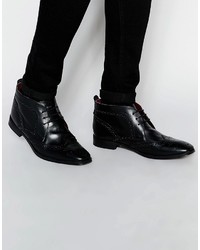 schwarze Brogue Stiefel aus Leder von Ikon