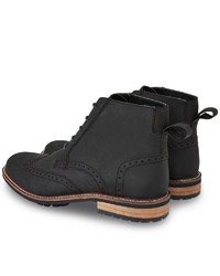 schwarze Brogue Stiefel aus Leder von Joe Browns