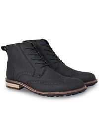 schwarze Brogue Stiefel aus Leder von Joe Browns