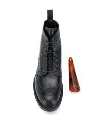 schwarze Brogue Stiefel aus Leder von Scarosso