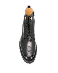 schwarze Brogue Stiefel aus Leder von Versace