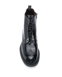 schwarze Brogue Stiefel aus Leder von Fratelli Rossetti
