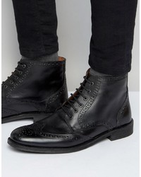 schwarze Brogue Stiefel aus Leder von Lambretta
