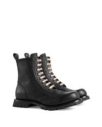 schwarze Brogue Stiefel aus Leder von Gucci