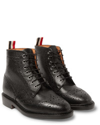 schwarze Brogue Stiefel aus Leder von Thom Browne