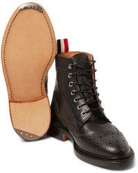 schwarze Brogue Stiefel aus Leder von Thom Browne