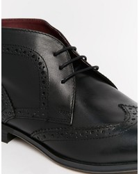 schwarze Brogue Stiefel aus Leder von Ikon