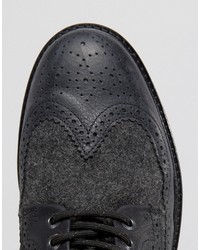 schwarze Brogue Stiefel aus Leder von Fred Perry