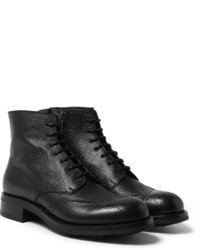 schwarze Brogue Stiefel aus Leder von Prada