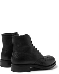 schwarze Brogue Stiefel aus Leder von Prada