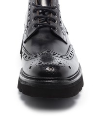 schwarze Brogue Stiefel aus Leder von Grenson