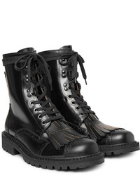 schwarze Brogue Stiefel aus Leder von Dries Van Noten