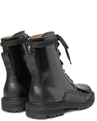 schwarze Brogue Stiefel aus Leder von Dries Van Noten