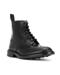 schwarze Brogue Stiefel aus Leder von Trickers