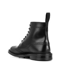 schwarze Brogue Stiefel aus Leder von Trickers