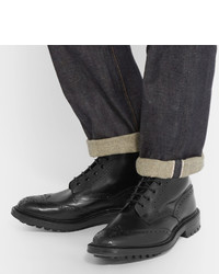 schwarze Brogue Stiefel aus Leder von Tricker's