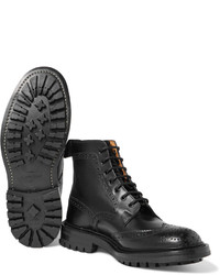 schwarze Brogue Stiefel aus Leder von Tricker's