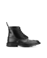 schwarze Brogue Stiefel aus Leder von Trickers