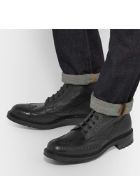 schwarze Brogue Stiefel aus Leder von Cheaney