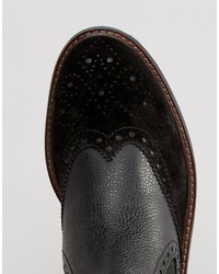 schwarze Brogue Stiefel aus Wildleder