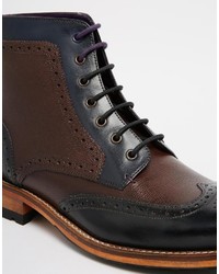 schwarze Brogue Stiefel von Ted Baker