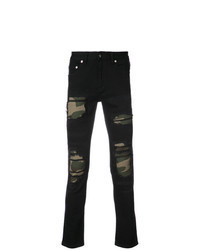 schwarze Camouflage enge Jeans
