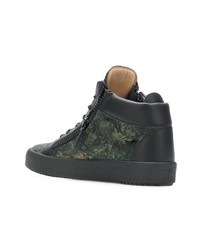 schwarze Camouflage hohe Sneakers aus Leder von Giuseppe Zanotti Design