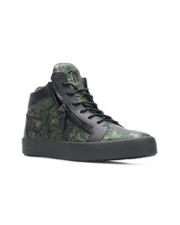 schwarze Camouflage hohe Sneakers aus Leder von Giuseppe Zanotti Design