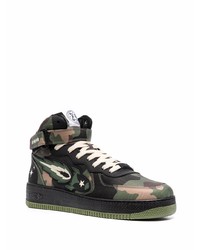 schwarze Camouflage hohe Sneakers aus Leder von Enterprise Japan