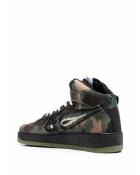 schwarze Camouflage hohe Sneakers aus Leder von Enterprise Japan