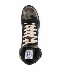 schwarze Camouflage hohe Sneakers aus Leder von Enterprise Japan