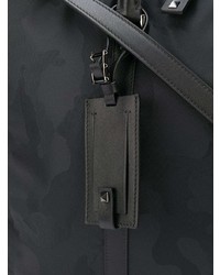schwarze Camouflage Leder Aktentasche von Valentino