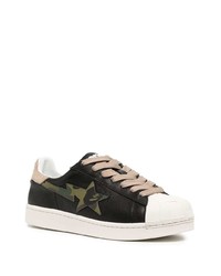 schwarze Camouflage Leder niedrige Sneakers von A Bathing Ape