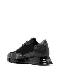 schwarze Camouflage Leder niedrige Sneakers von Mallet
