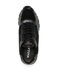 schwarze Camouflage Leder niedrige Sneakers von Mallet