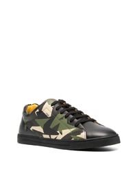 schwarze Camouflage Leder niedrige Sneakers von Fendi